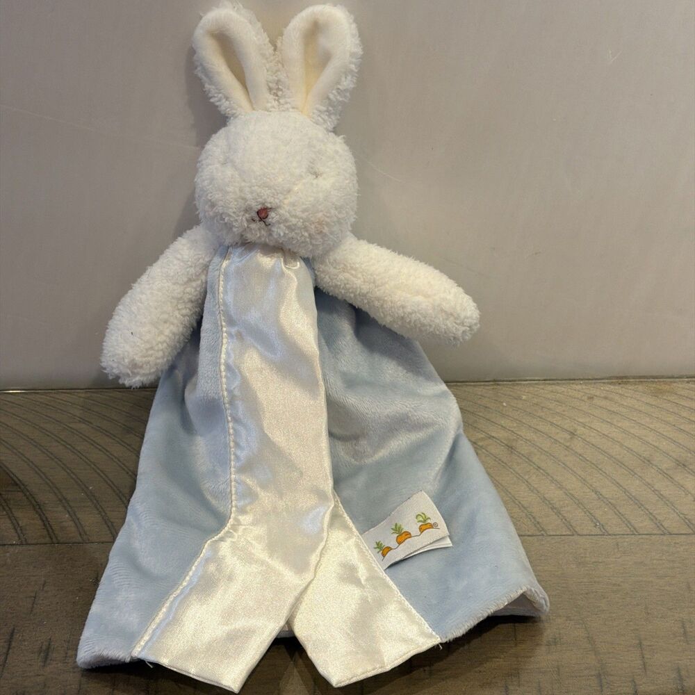 Bunnies by the Bay Blue Rabbit Security Blanket Baby Lovey Paci Loop Satin